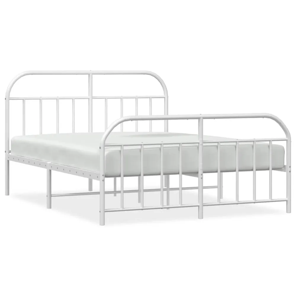 Estrutura de cama com cabeceira e pés 150x200 cm metálico branco