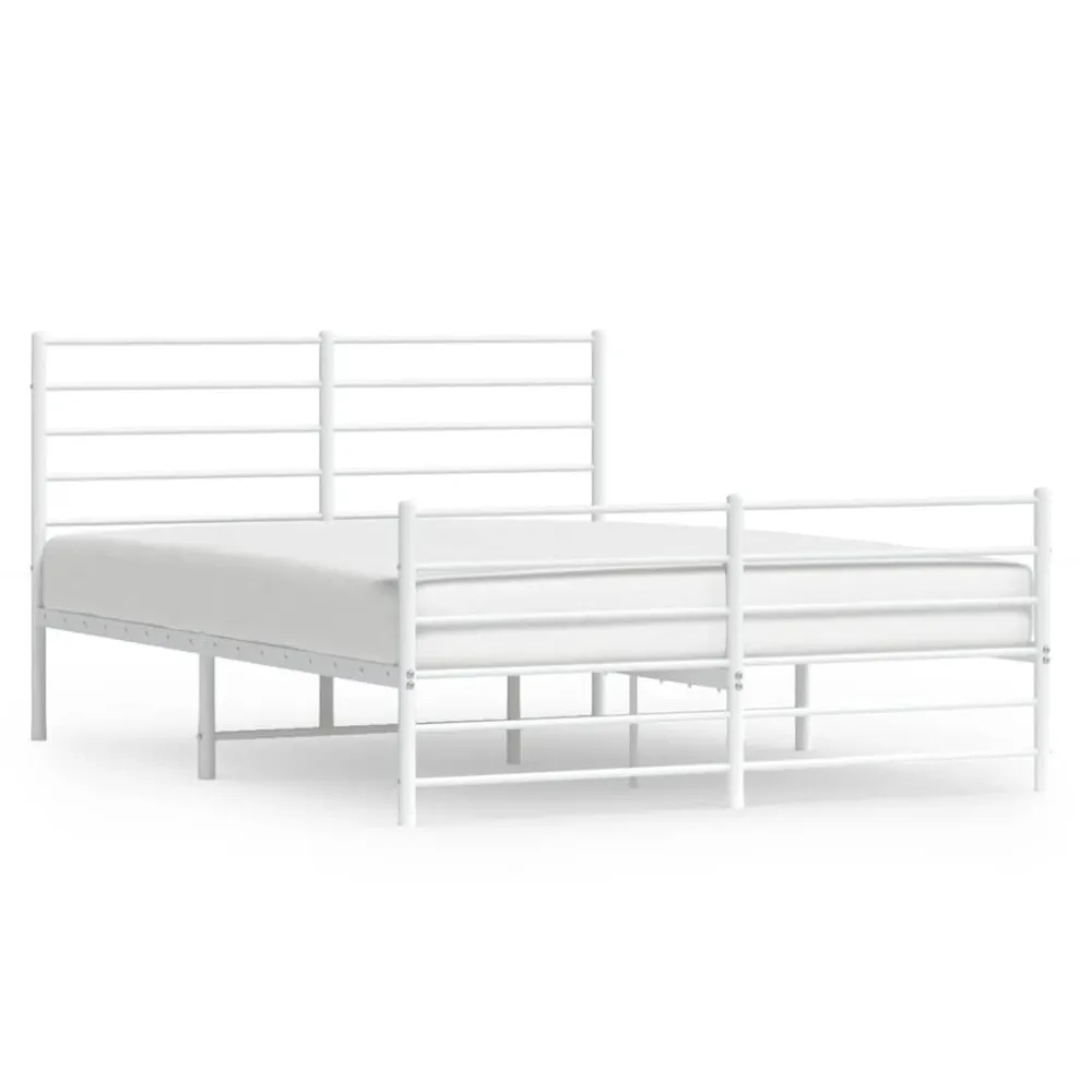 Estrutura de cama com cabeceira e pés 150x200 cm metálico branco
