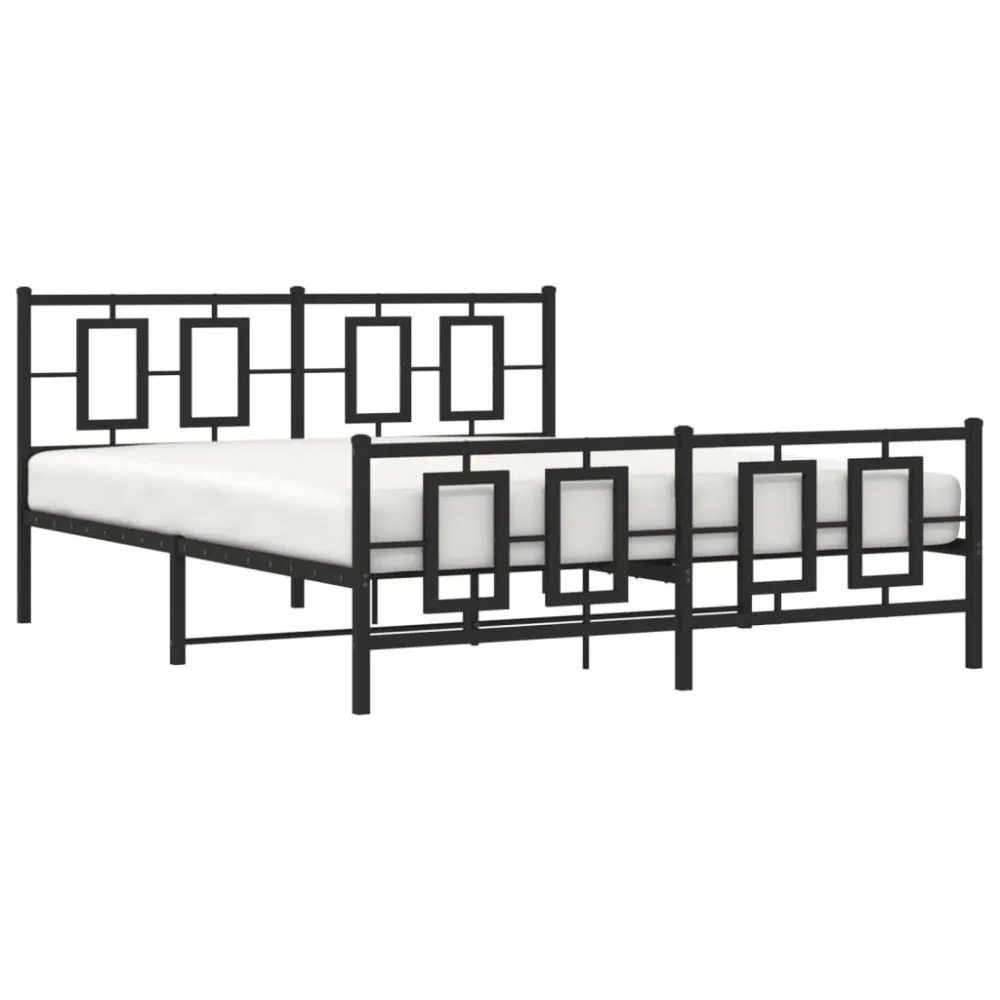 Estrutura de cama com cabeceira e pés 150x200 cm metálico preto