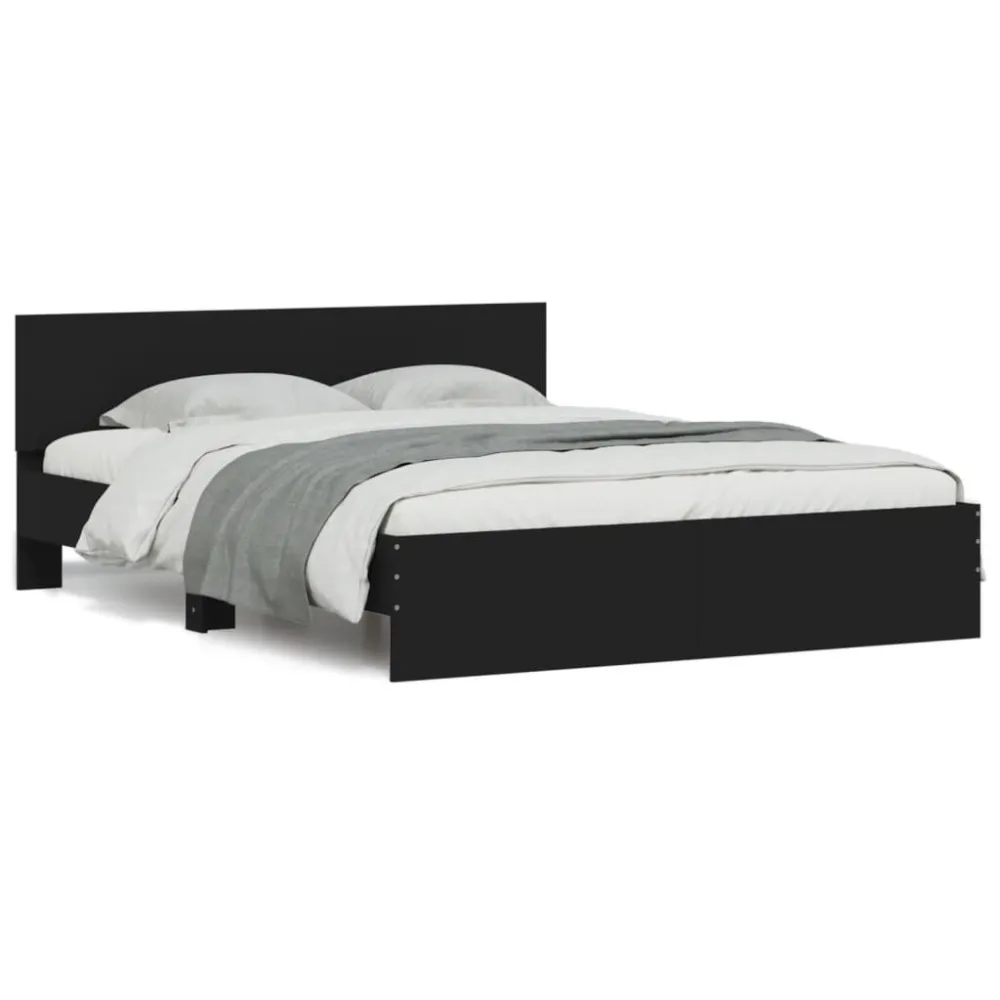 Estrutura de cama com cabeceira 150x200 cm preto