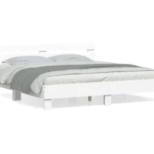 Estrutura cama com cabeceira 160x200 cm derivados madeira branco