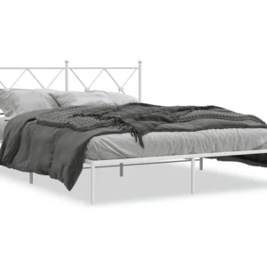 Estrutura de cama com cabeceira 160x200 cm metálico branco