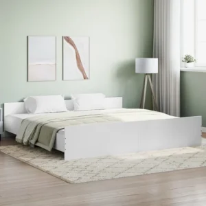 Estrutura de cama com cabeceira e pés 180x200 cm branco