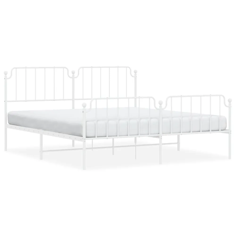 Estrutura de cama com cabeceira e pés 180x200 cm metálico branco