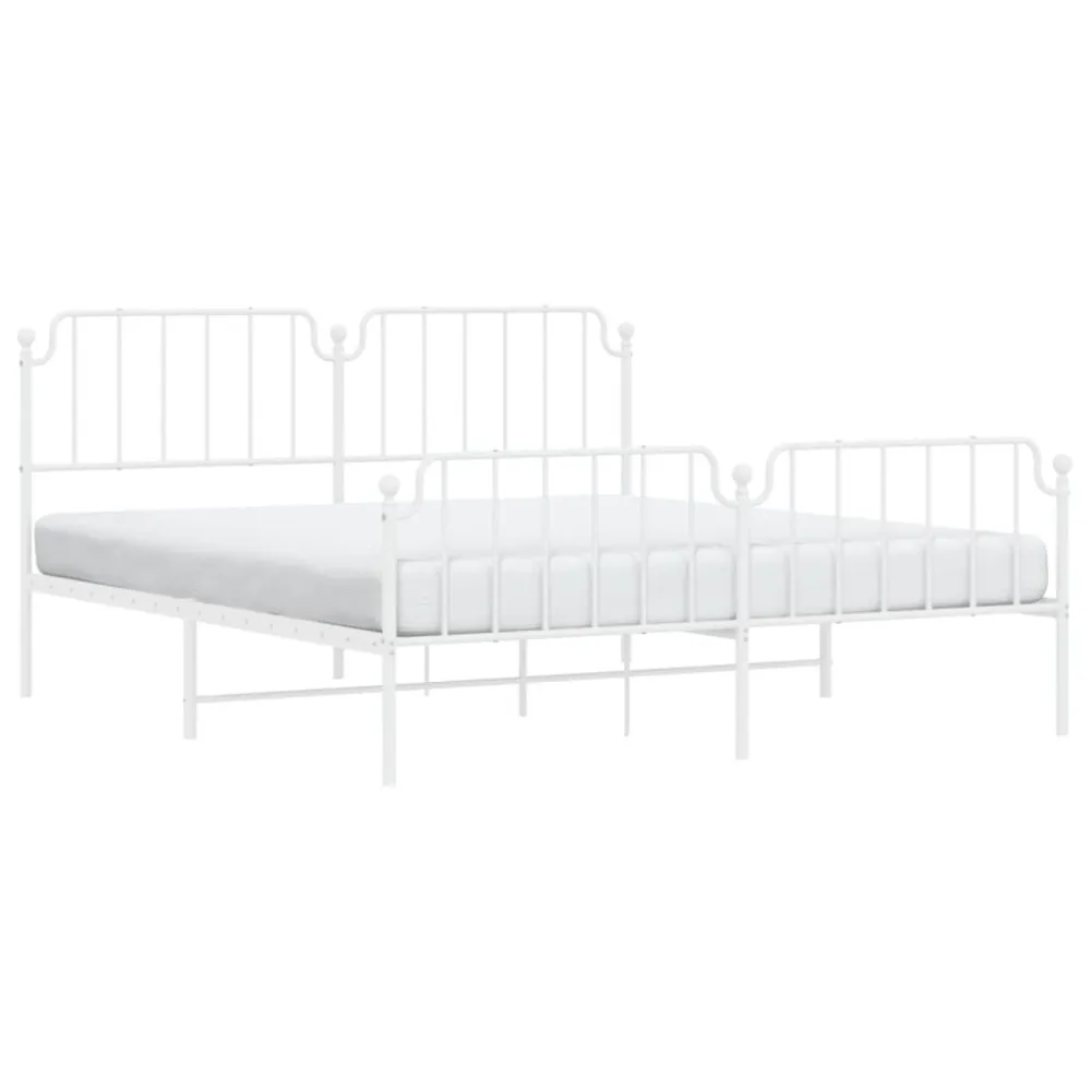 Estrutura de cama com cabeceira e pés 180x200 cm metálico branco