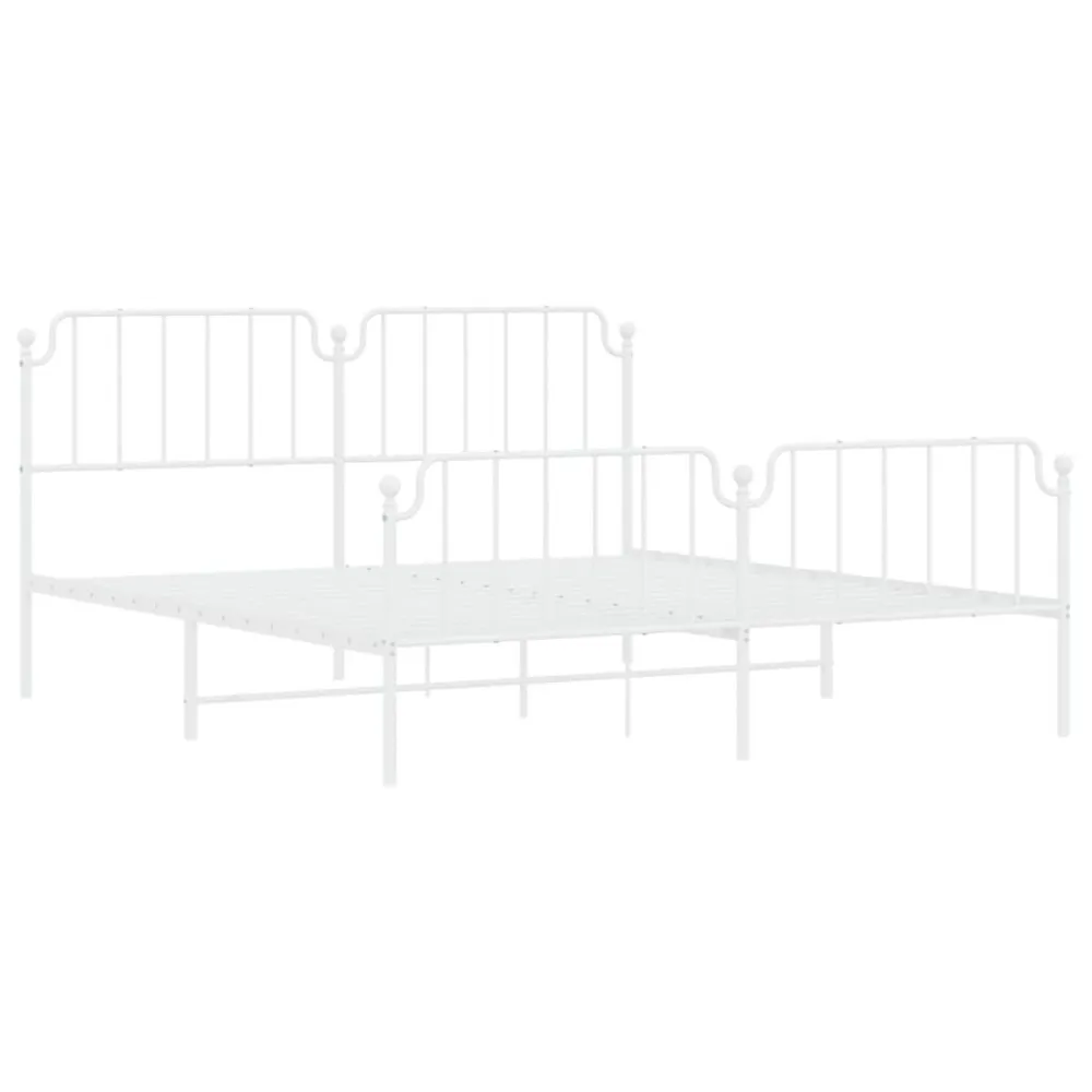 Estrutura de cama com cabeceira e pés 180x200 cm metálico branco