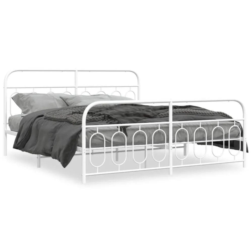 Estrutura de cama com cabeceira e pés 180x200 cm metálico branco