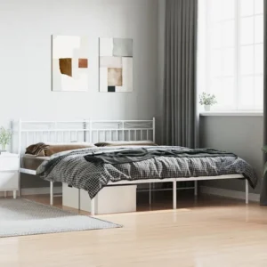 Estrutura de cama com cabeceira 180x200 cm metálico branco