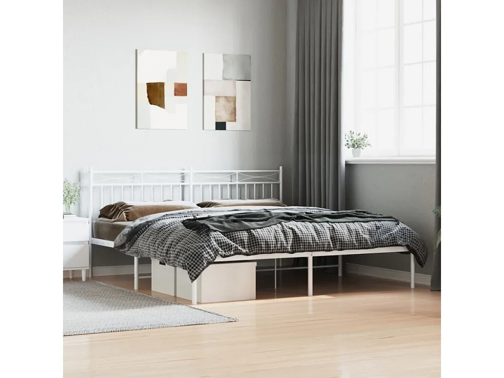 Estrutura de cama com cabeceira 180x200 cm metálico branco