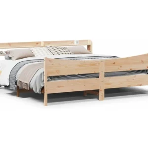 Estrutura de cama com cabeceira 180x200 cm pinho maciço