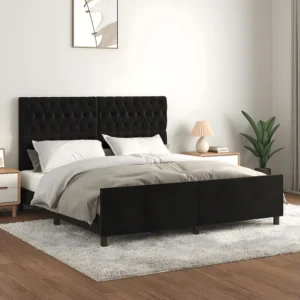 Estrutura de cama com cabeceira 180x200 cm veludo preto