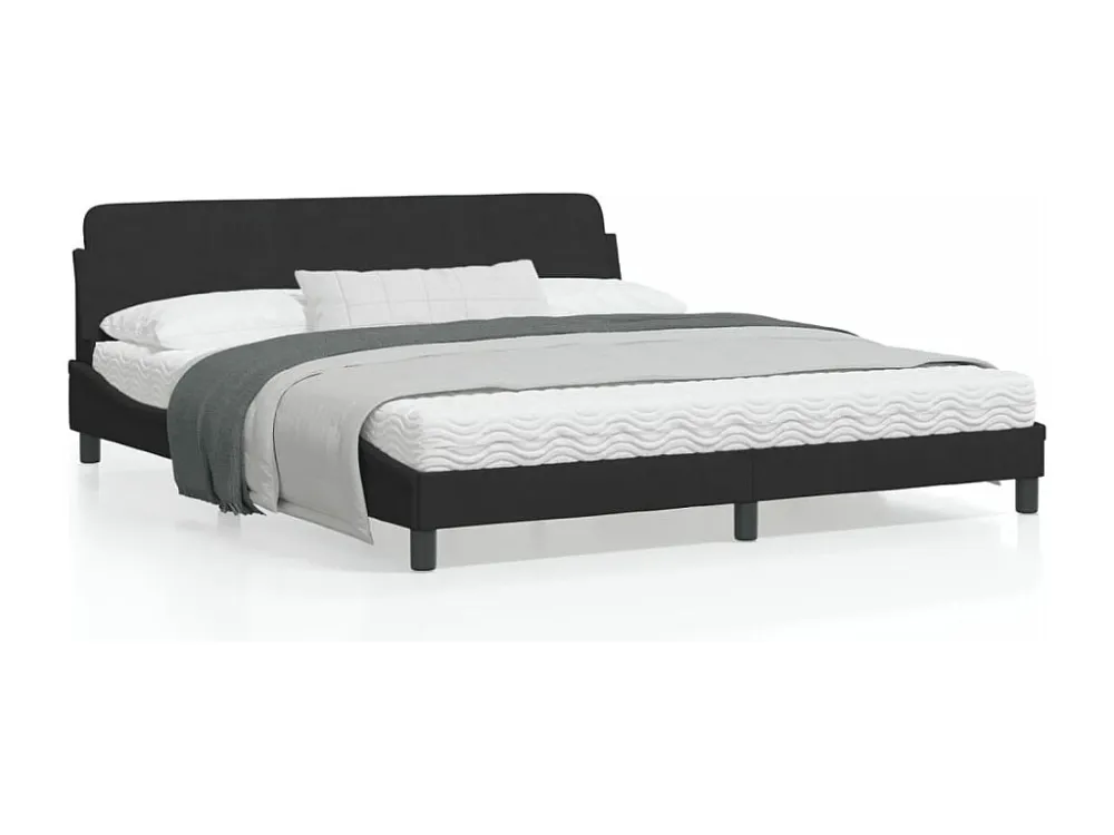 Estrutura de cama com cabeceira 180x200 cm veludo preto
