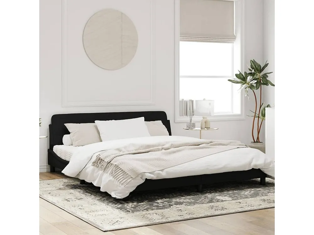 Estrutura de cama com cabeceira 180x200 cm veludo preto