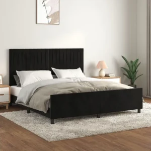 Estrutura de cama com cabeceira 180x200 cm veludo preto
