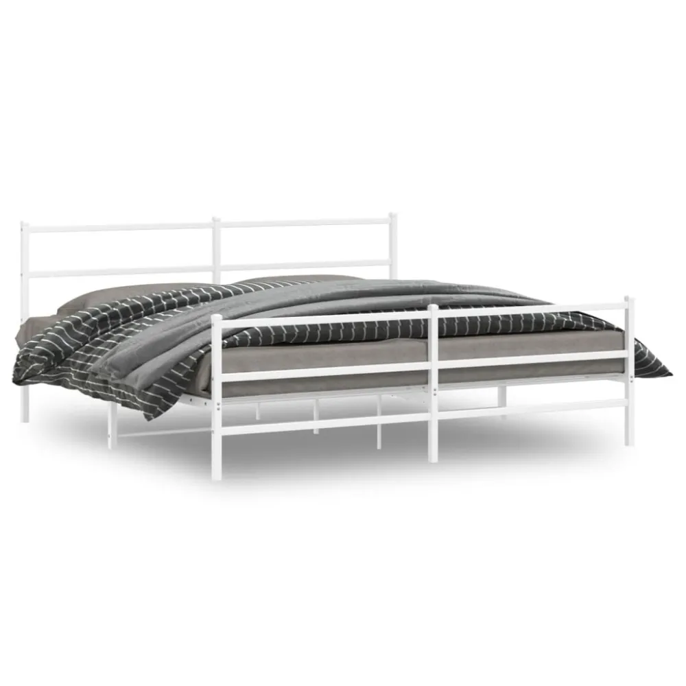 Estrutura de cama com cabeceira e pés 183x213 cm metálico branco