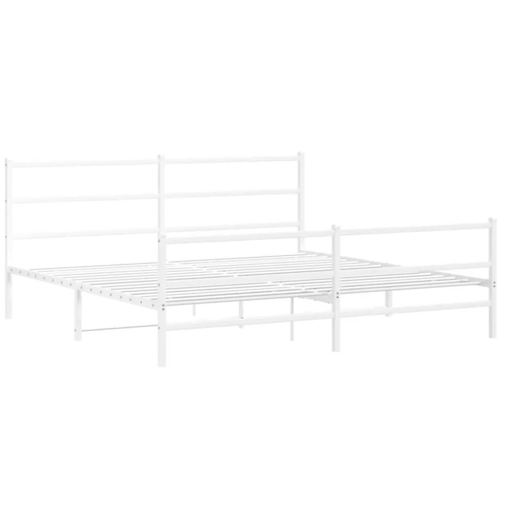 Estrutura de cama com cabeceira e pés 183x213 cm metálico branco