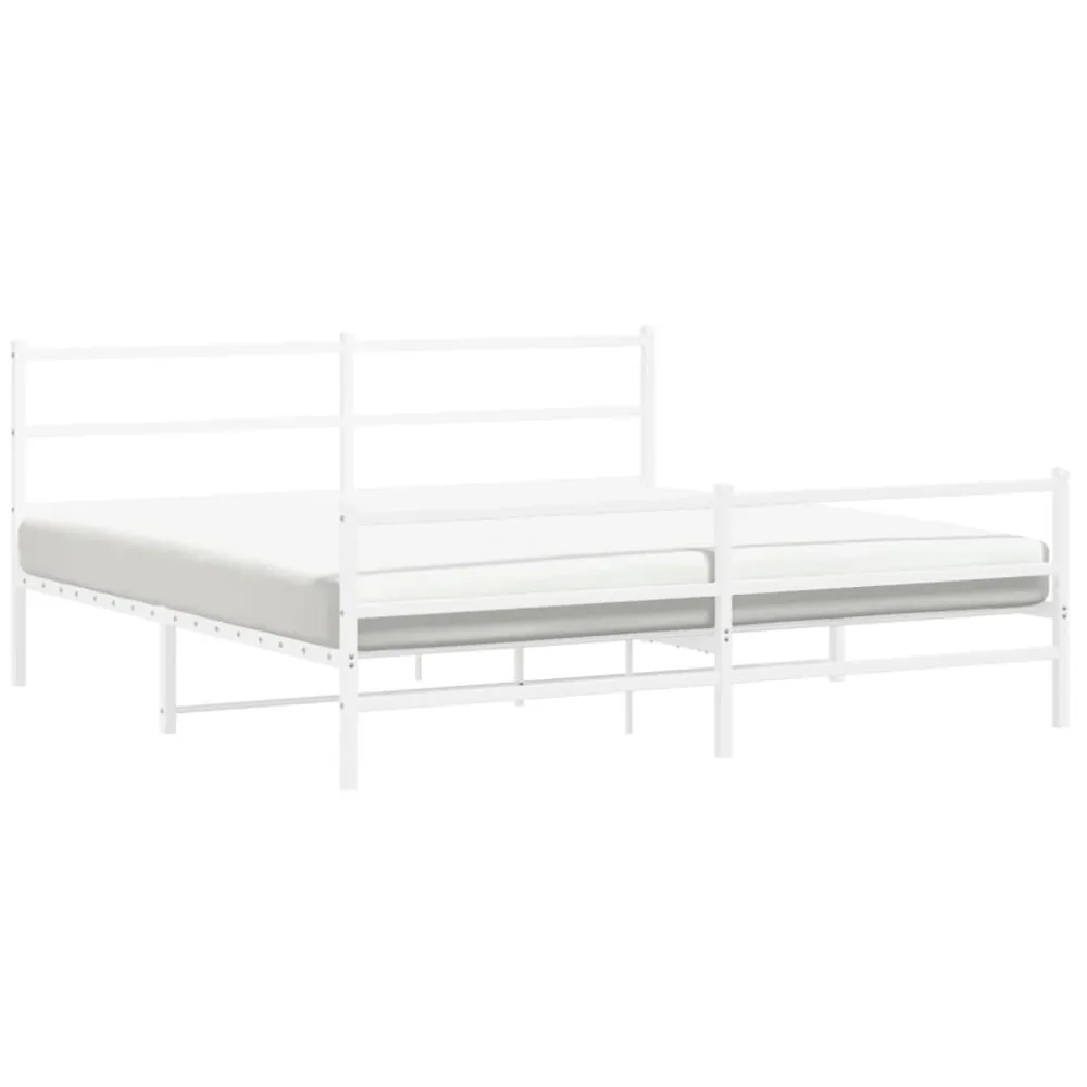 Estrutura de cama com cabeceira e pés 183x213 cm metálico branco