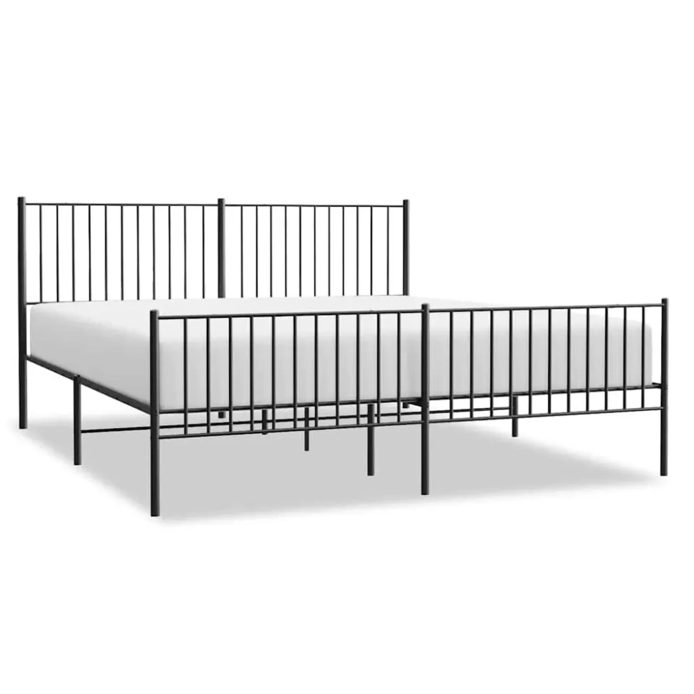Estrutura de cama com cabeceira e pés 183x213 cm metálico preto