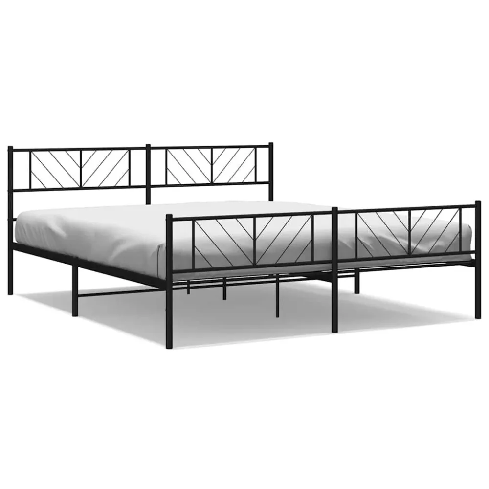 Estrutura de cama com cabeceira e pés 183x213 cm metálico preto