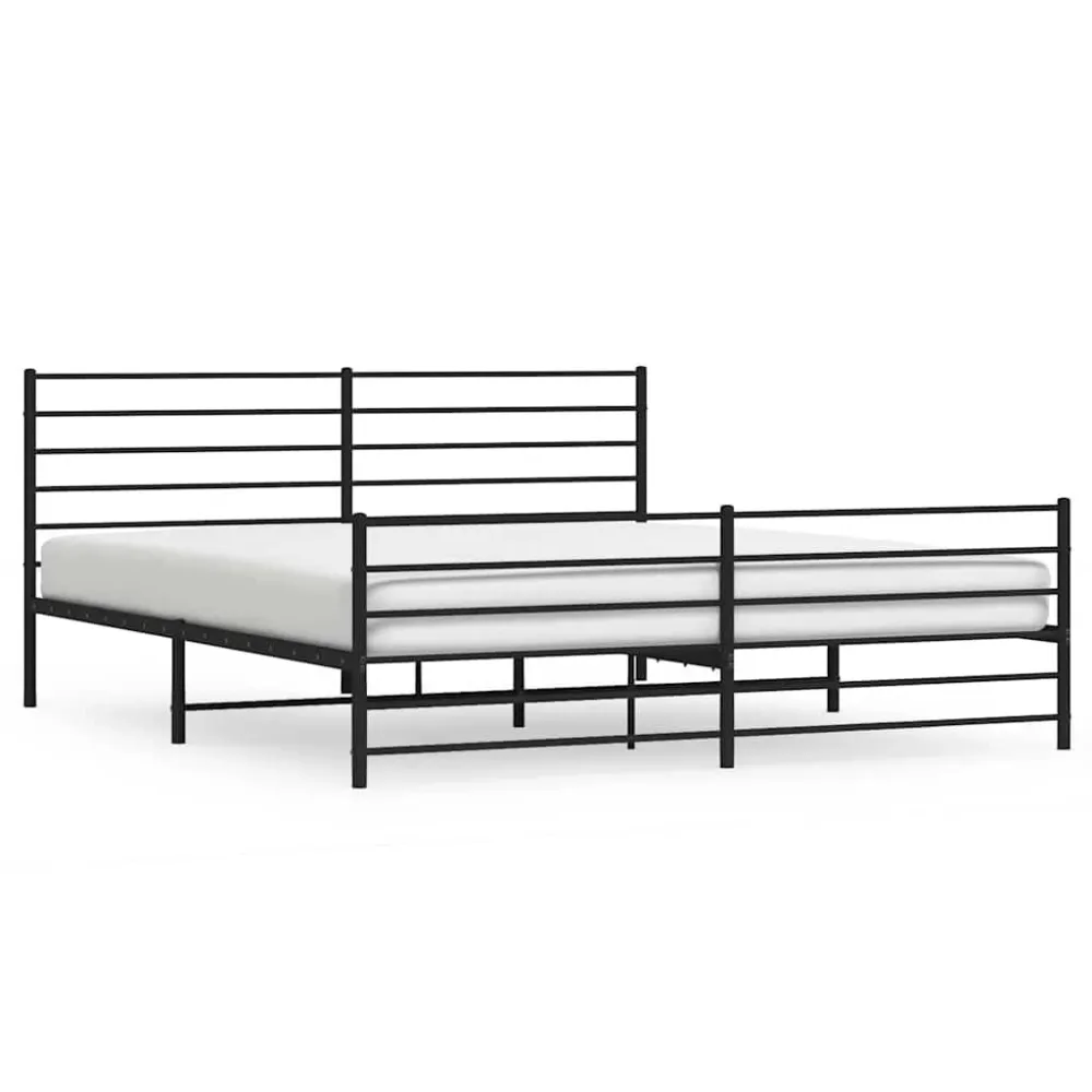 Estrutura de cama com cabeceira e pés 183x213 cm metálico preto