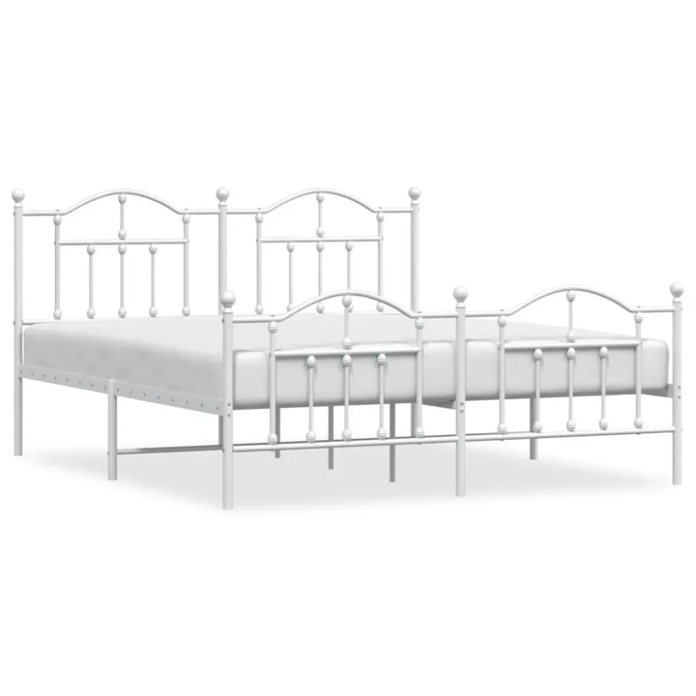 Estrutura de cama com cabeceira e pés 183x213 cm metálico branco