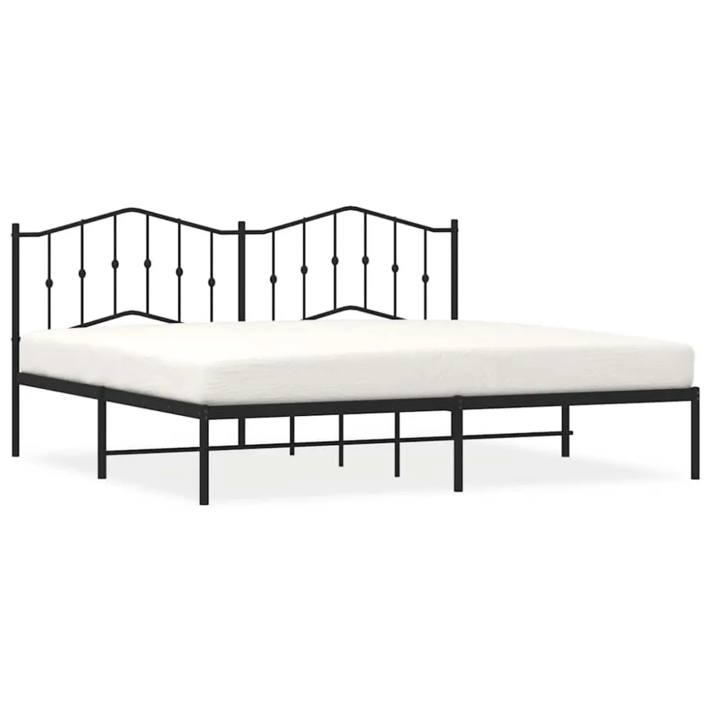 Estrutura de cama com cabeceira 193x203 cm metálico preto