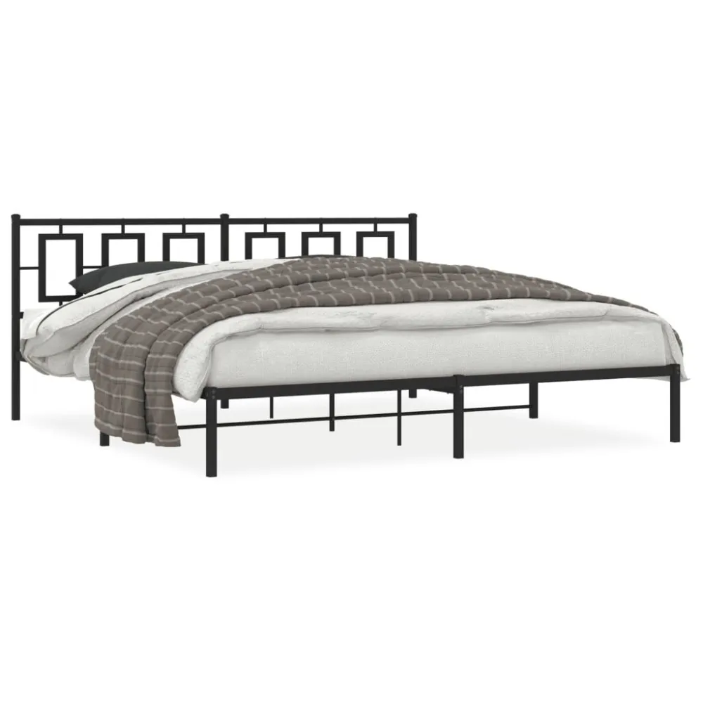 Estrutura de cama com cabeceira 193x203 cm metálico preto