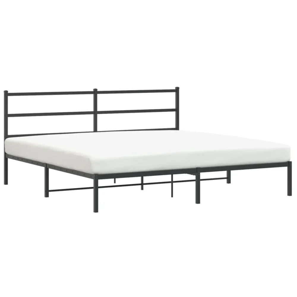 Estrutura de cama com cabeceira 193x203 cm metálico preto