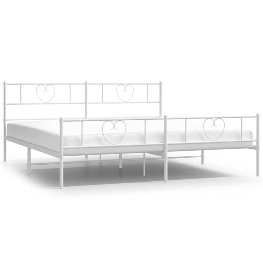 Estrutura de cama com cabeceira e pés 193x203 cm metálico branco
