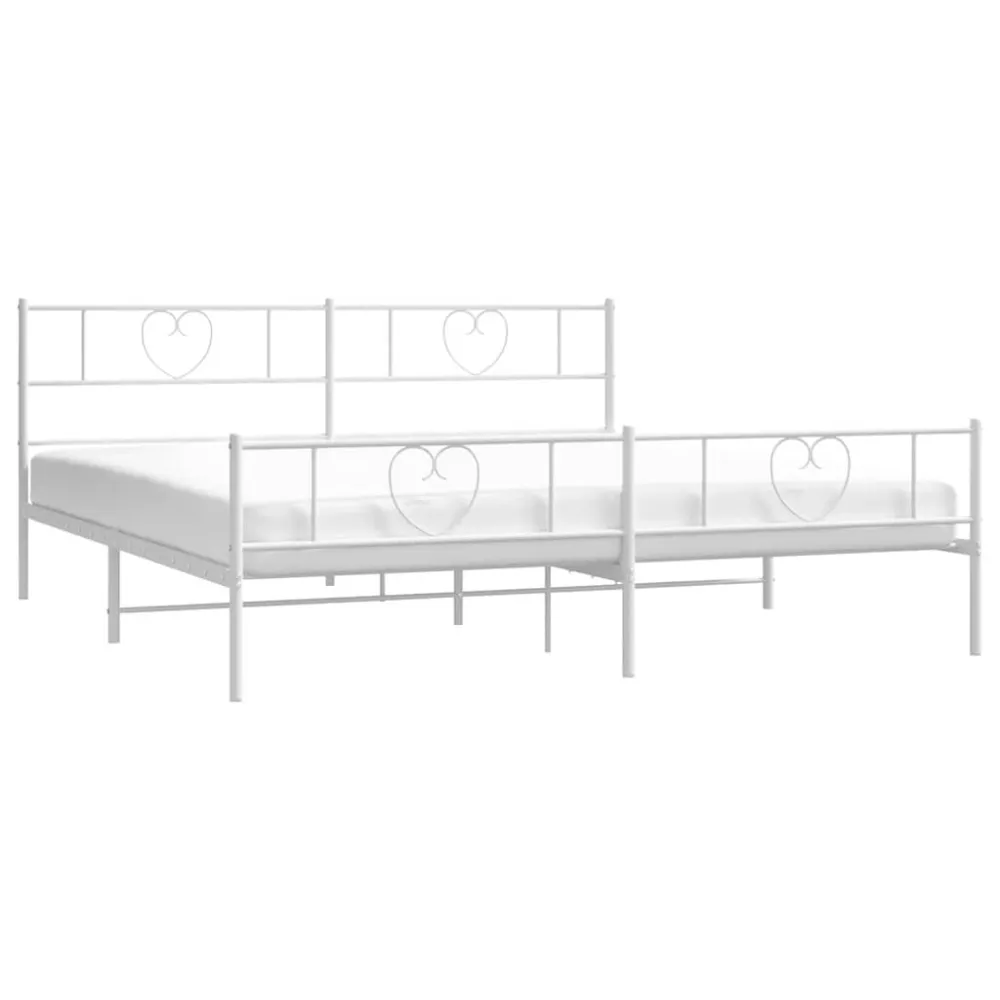 Estrutura de cama com cabeceira e pés 193x203 cm metálico branco