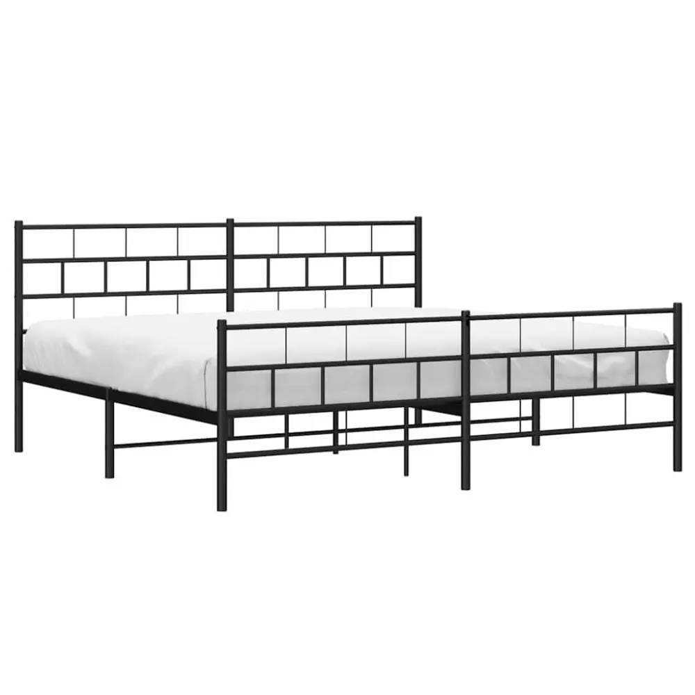 Estrutura de cama com cabeceira e pés 193x203 cm metálico preto