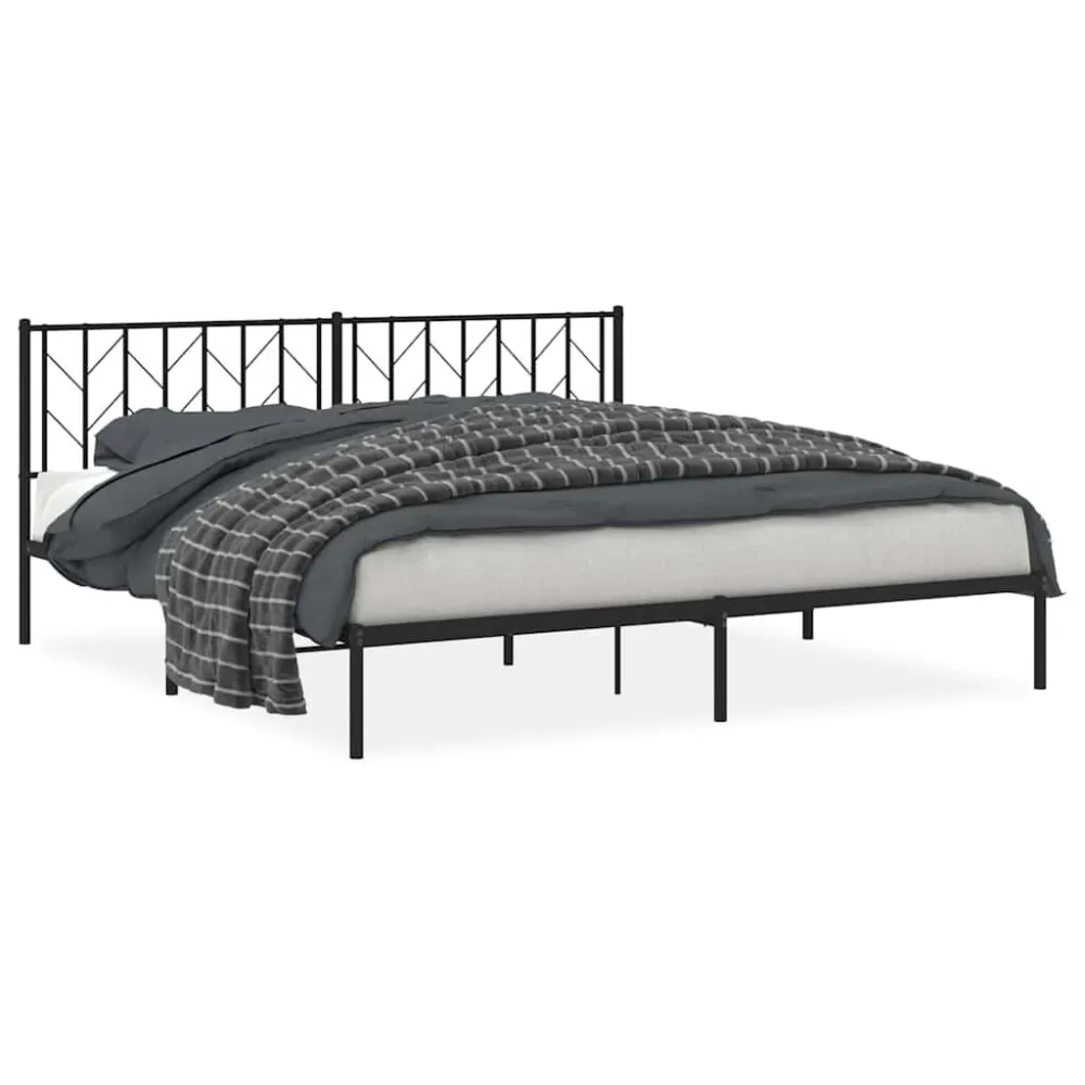 Estrutura de cama com cabeceira 193x203 cm metálico preto