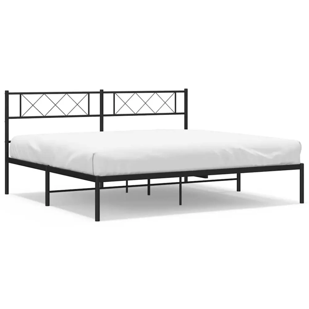 Estrutura de cama com cabeceira 193x203 cm metálico preto