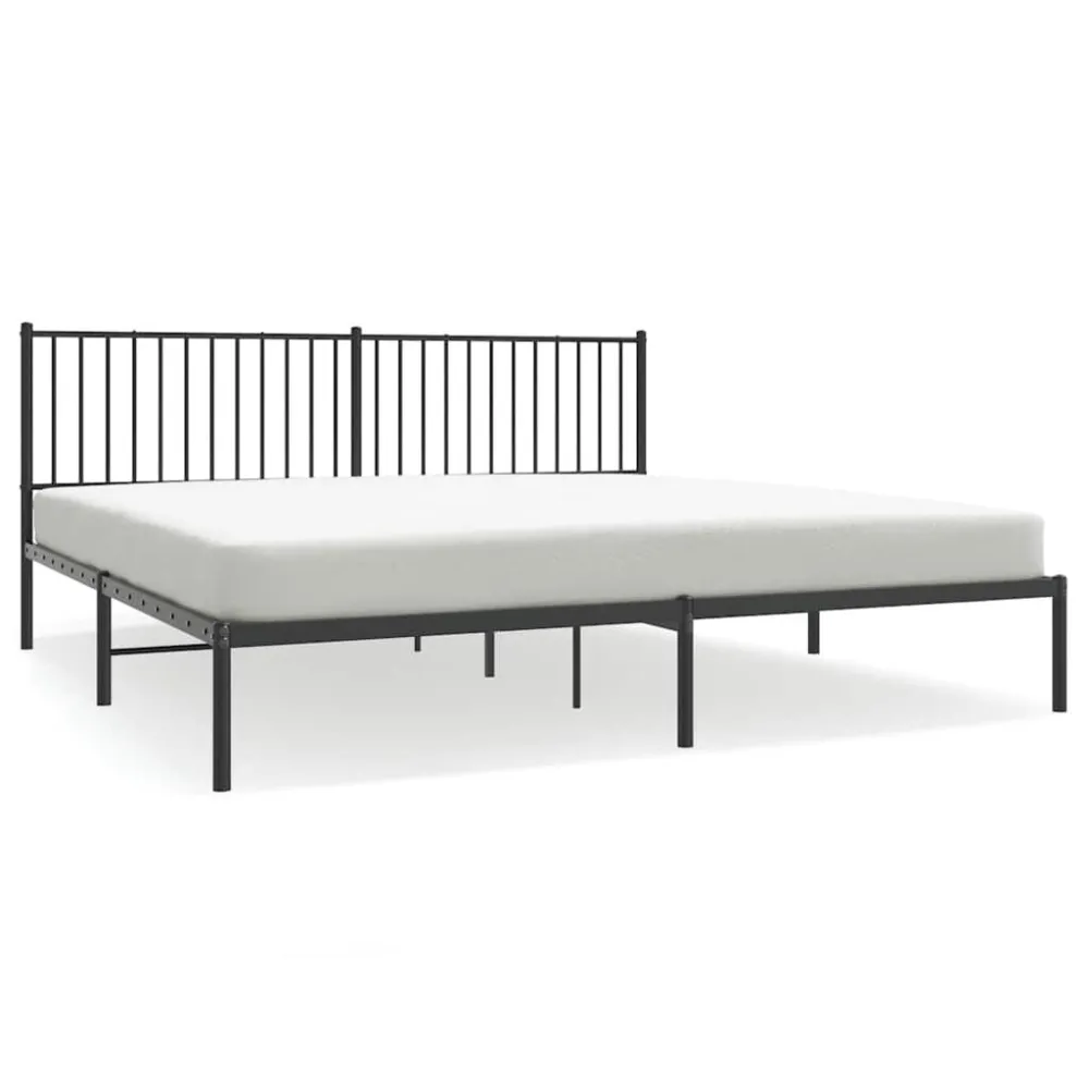 Estrutura de cama com cabeceira 193x203 cm metálico preto