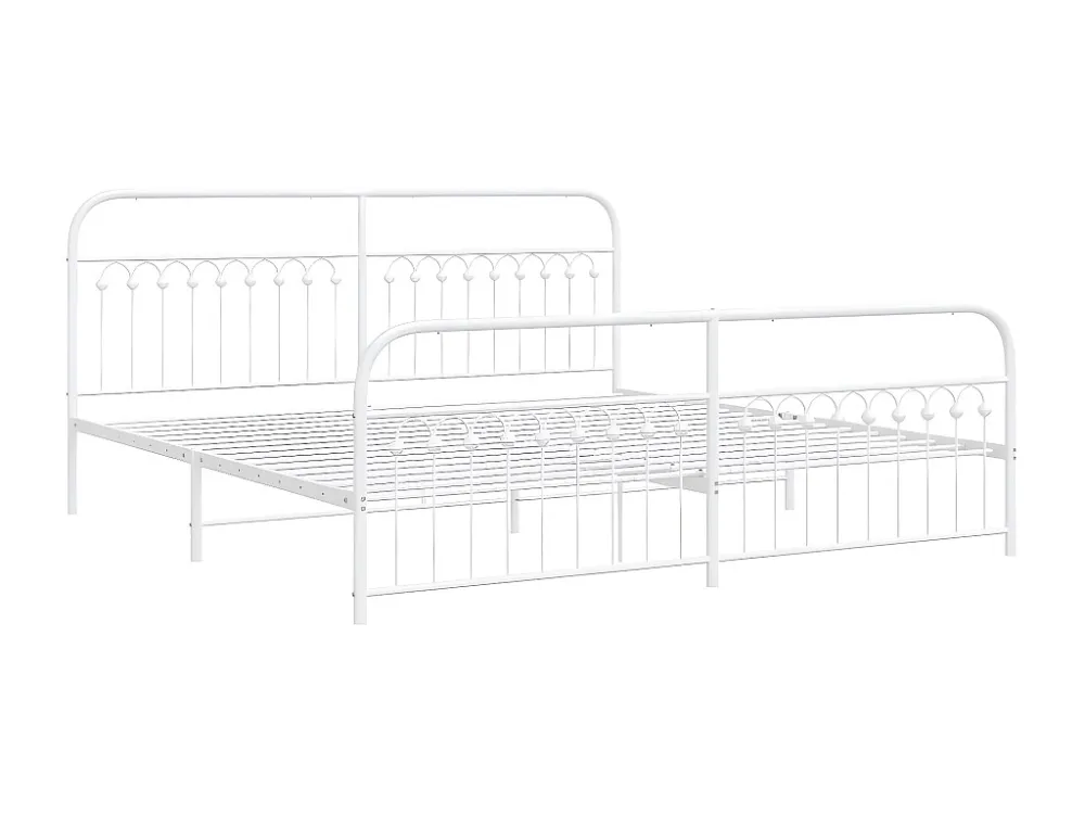 Estrutura de cama com cabeceira e pés 200x200 cm metálico branco