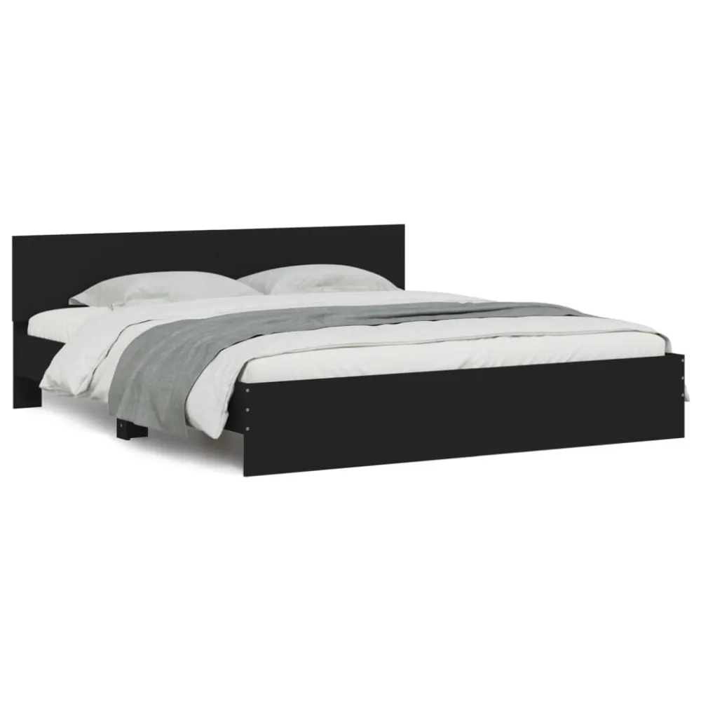 Estrutura de cama com cabeceira 200x200 cm preto