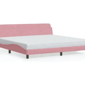 Estrutura de cama com cabeceira 200x200 cm veludo rosa