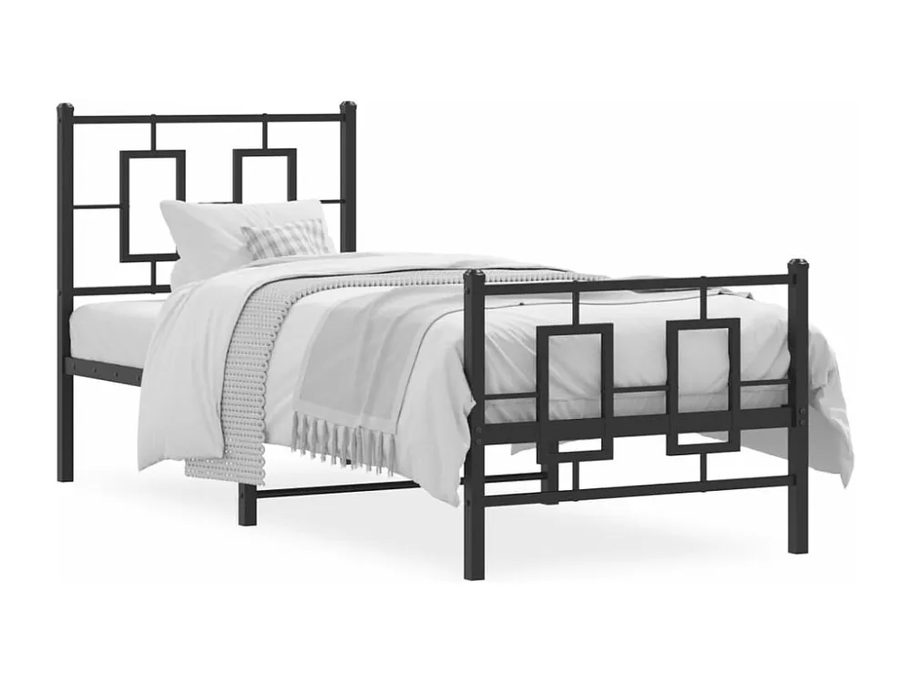 Estrutura de cama com cabeceira e pés 75x190 cm metálico preto