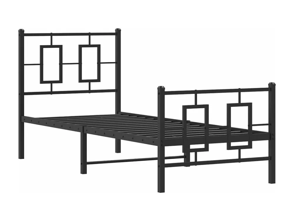 Estrutura de cama com cabeceira e pés 75x190 cm metálico preto