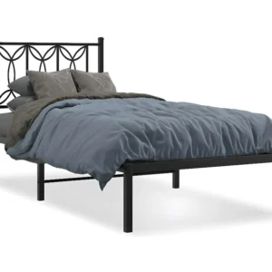 Estrutura de cama com cabeceira 75x190 cm metálico preto