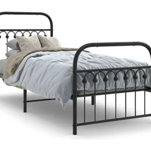 Estrutura de cama com cabeceira e pés 75x190 cm metálico preto