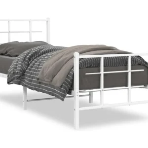 Estrutura de cama com cabeceira e pés 75x190 cm metálico branco