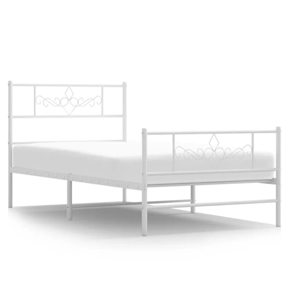 Estrutura de cama com cabeceira e pés 80x200 cm metálico branco