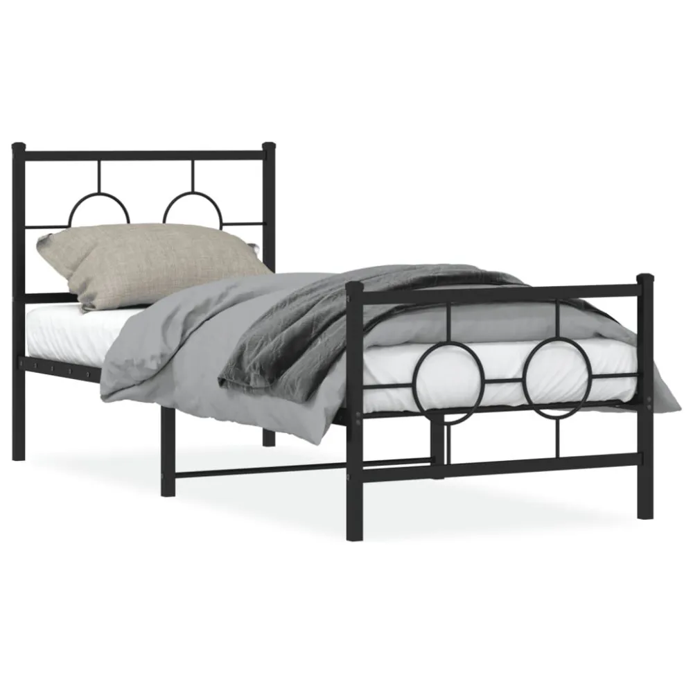 Estrutura de cama com cabeceira e pés 80x200 cm metálico preto