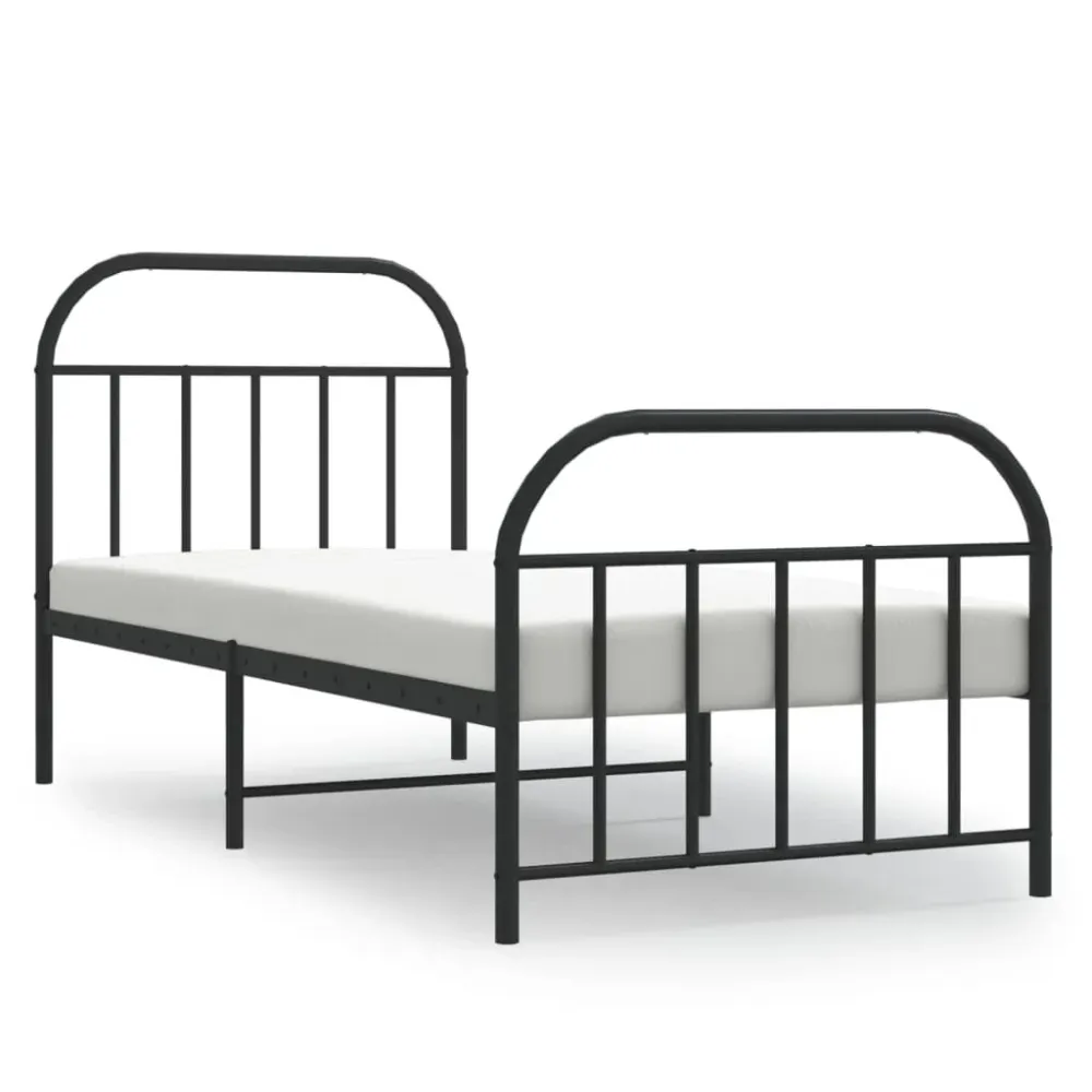 Estrutura de cama com cabeceira e pés 80x200 cm metálico preto