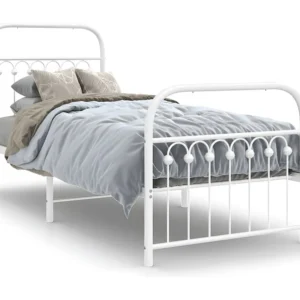 Estrutura de cama com cabeceira e pés 80x200 cm metálico branco