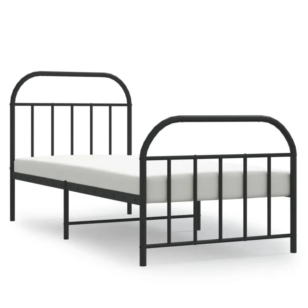 Estrutura de cama com cabeceira e pés 80x200 cm metálico preto