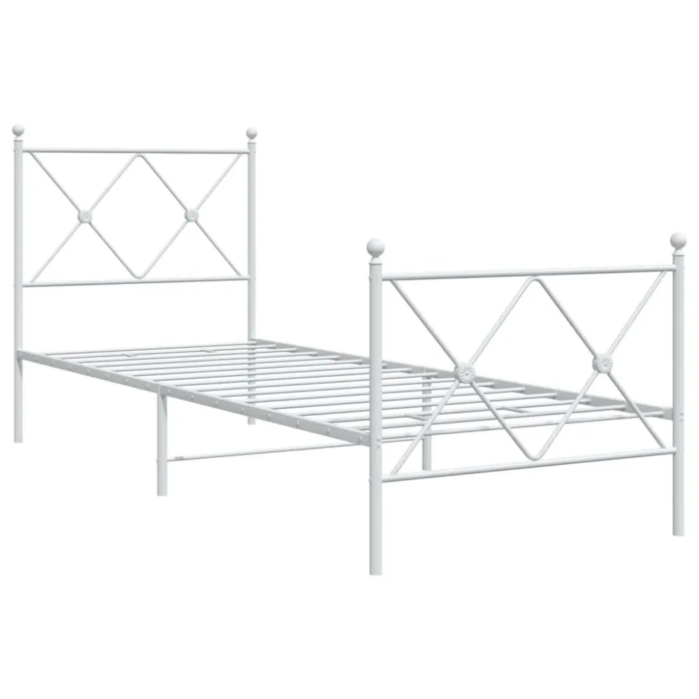 Estrutura de cama com cabeceira e pés 80x200 cm metálico branco