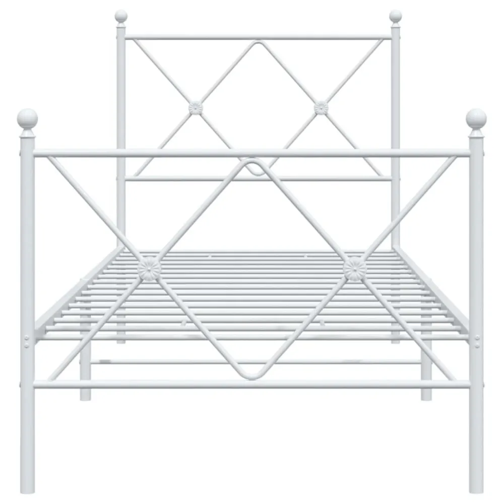 Estrutura de cama com cabeceira e pés 80x200 cm metálico branco