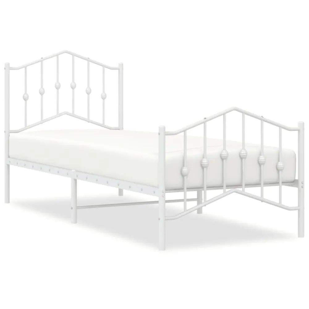 Estrutura de cama com cabeceira e pés 80x200 cm metálico branco